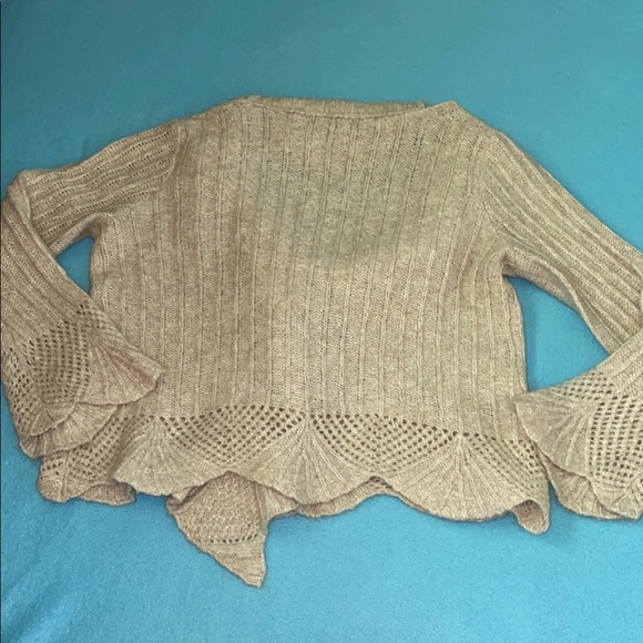 MARINA LUNA cardigan wool mohair blend scalloped knit long sleeve NEW size L - Picture 2 of 9